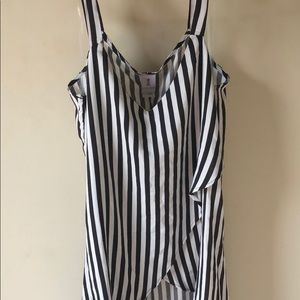 Asymmetrical black and white stripped top